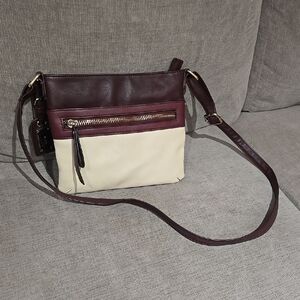 Elegant Burgundy and Cream Crossbody Bag